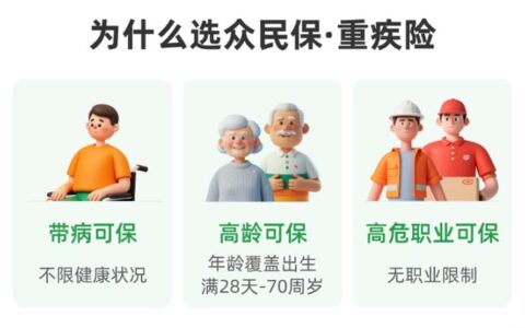 众安众民保·重疾险：一般既往症可保可赔，健康告知宽松，高龄可保，高危职业可保